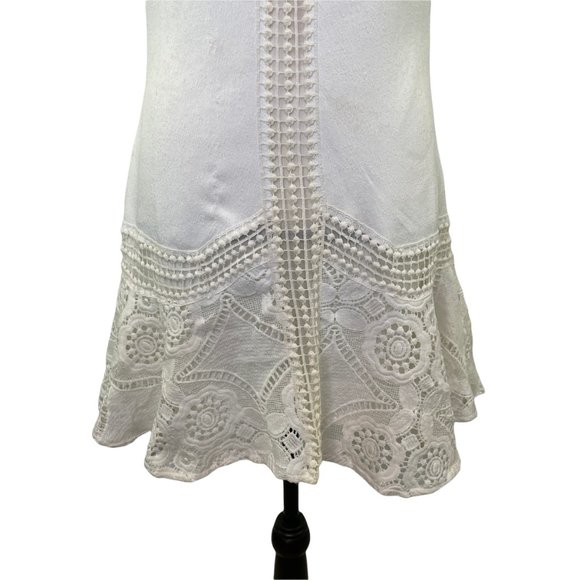 ENGLISH FACTORY WHITE LACE SLEEVELESS A LINE MINI DRESS MEDIUM - Picture 5 of 13